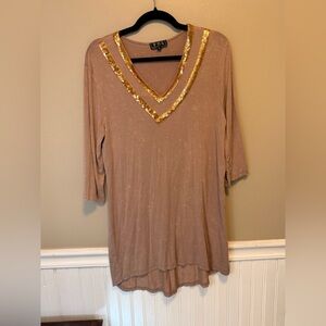 POL Tan Tunic with Gold Trim